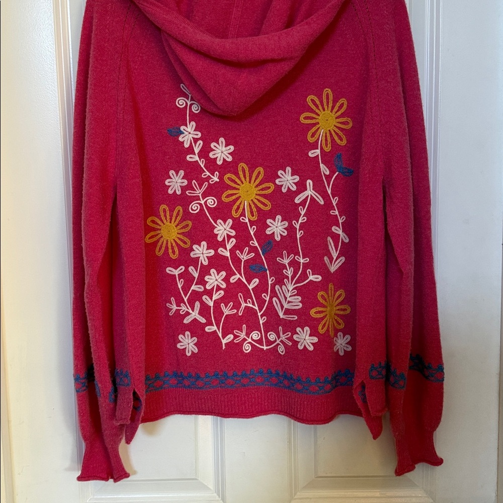 Johnny Was Pink Floral Embroidered Cardigan - Picture 4 of 6